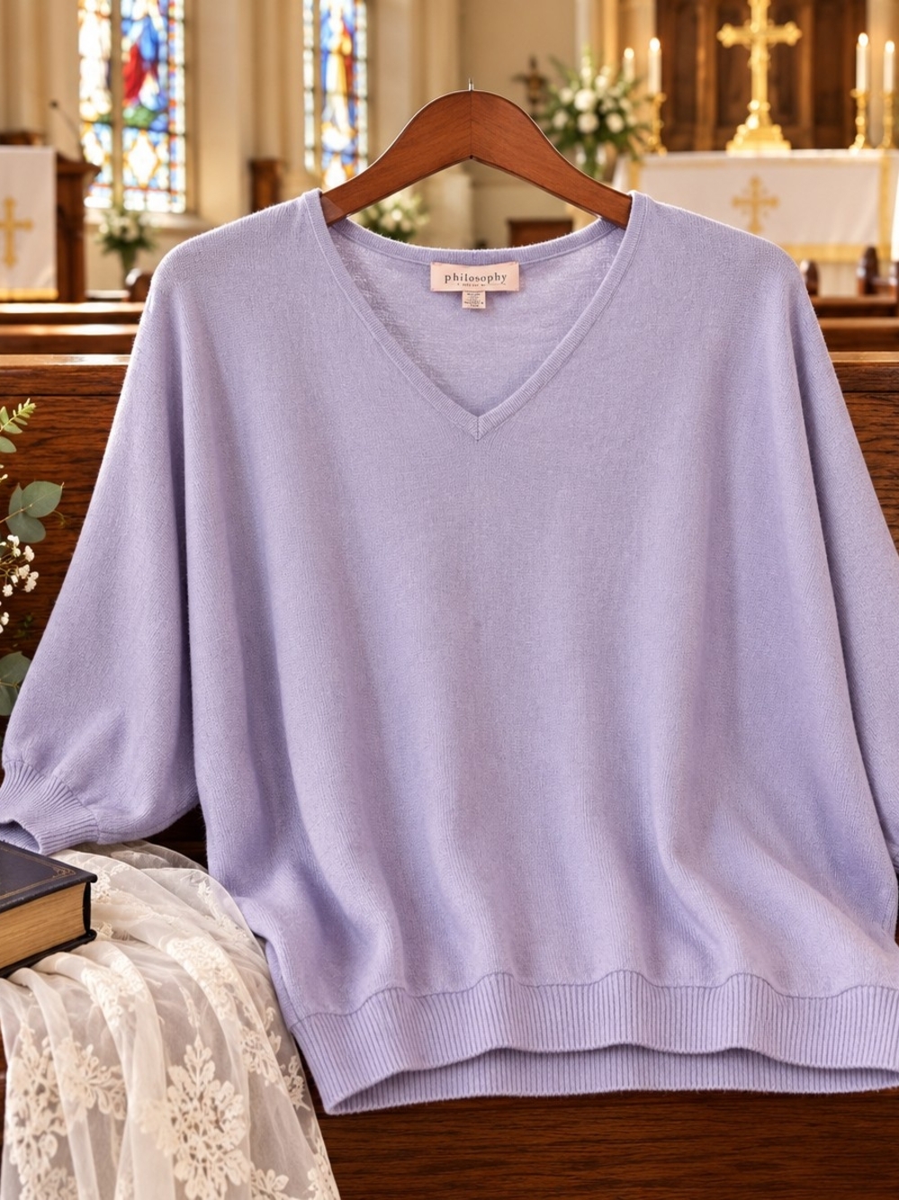 Philosophy NWT Women’s 2X Lavender V-Neck Dolman Sleeve Sweater